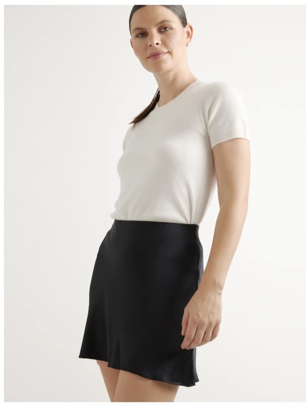 Quince Black Satin Mini Skirt